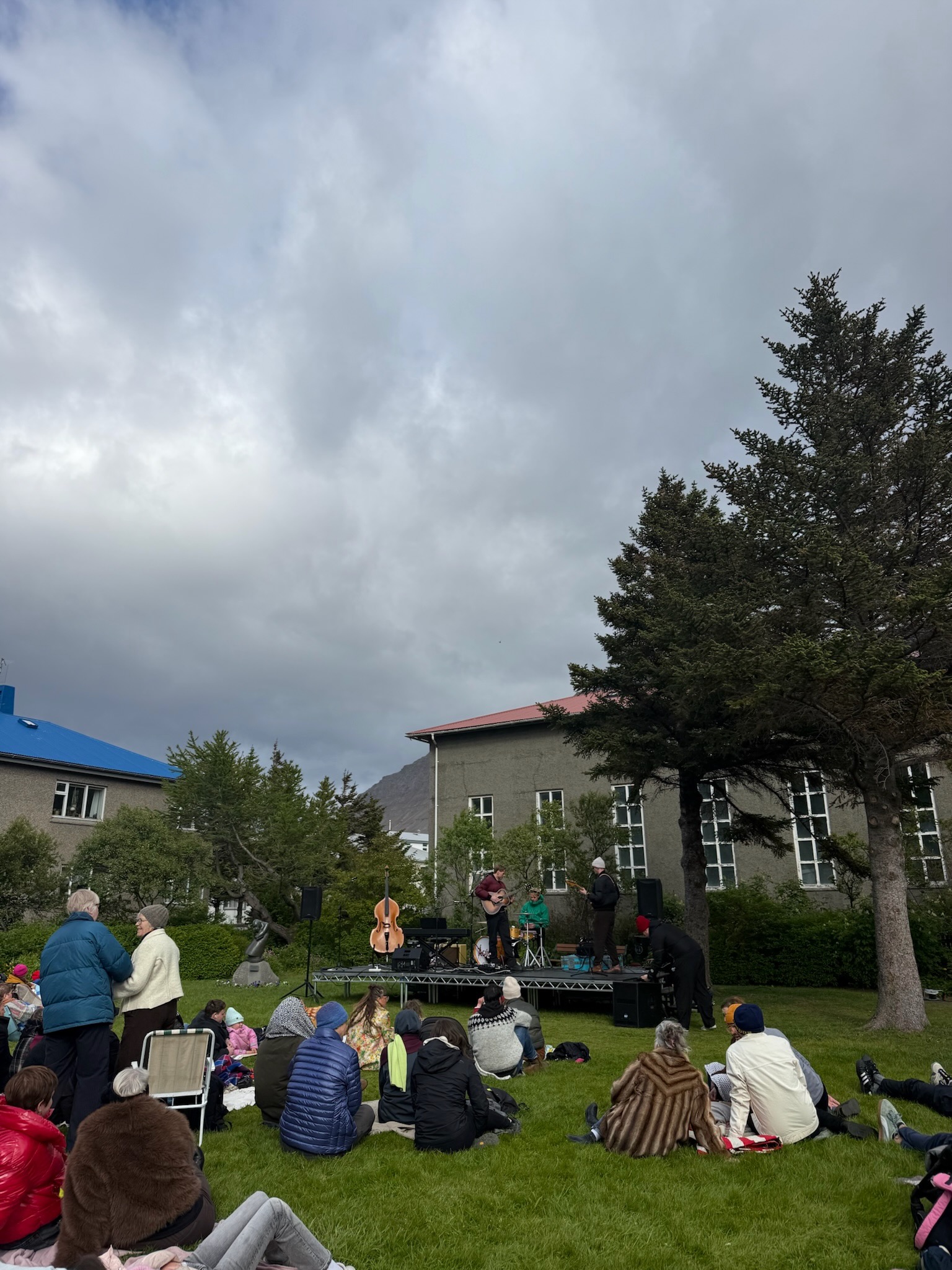 Local musicians at the park in Ísafjörður
